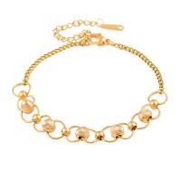 Roestvrij staal armbanden, 316L roestvrij staal, met 5cm extender keten, mode sieraden & voor vrouw, gouden, 8mm, Lengte Ca 16 cm, Verkocht door PC