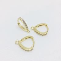 Componenti a leva per orecchino in ottone, dissolvenza e mai di alta qualità placcato, IPO allergica & DIY & Micro spianare cubic zirconia & per la donna, nessuno, assenza di nichel,piombo&cadmio, 13.4x16.6mm, Venduto da coppia