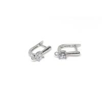 Messing Lever Back Earring Component, højkvalitets forgyldt og aldrig fade, hypo allergiske & du kan DIY & Micro Pave cubic zirconia, flere farver til valg, nikkel, bly & cadmium fri, 13x20mm,1mm, Solgt af par