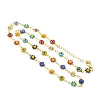 Fashion Jewelry Anklet, laiton, Placage de couleur d'or, bijoux de mode & pour femme & émail, protéger l'environnement, sans nickel, plomb et cadmium, 235x7x4mm, Longueur Environ 235 mm, Vendu par PC