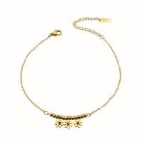 Roestvrijstalen Anklet, 304 roestvrij staal, met 1.97inch extender keten, madeliefje, 18K verguld, mode sieraden & voor vrouw, gouden, Per verkocht Ca 8.27 inch Strand