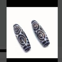 Coirníní Tibéidis dZi Agate Nádúrtha, Agate Tibéidis, DIY, 12x38mm, Díolta De réir PC