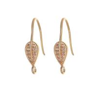 Brass Hook Earwire gold color plated DIY & micro pave cubic zirconia golden nickel lead & cadmium free Sold By Pair