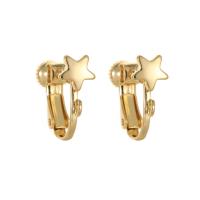 Messing Clip On Earring vinden, Ster, gold plated, DIY, nikkel, lood en cadmium vrij, 15x14.50mm, Verkocht door pair