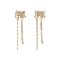 Fashion Fringe Boucles d'oreilles, laiton, Placage de couleur d'or, styles différents pour le choix & pavé de micro zircon & pour femme, doré, protéger l'environnement, sans nickel, plomb et cadmium, Vendu par paire