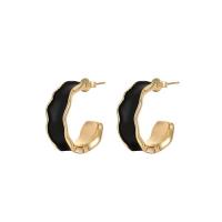 Messing oorbelknoppen, Letter C, gold plated, voor vrouw & glazuur, meer kleuren voor de keuze, nikkel, lood en cadmium vrij, 8.40x21mm, Verkocht door pair