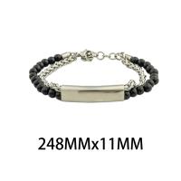 Edelstahl Schmuck Armband, 304 Edelstahl, mit Glasperlen, Doppelschicht & Modeschmuck & unisex, gemischte Farben, 11x7mm, Länge ca. 24.8 cm, verkauft von PC