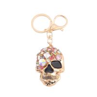 Zinc Alloy Key Clasp Skull plated fashion jewelry & with rhinestone nickel lead & cadmium free Sold By PC