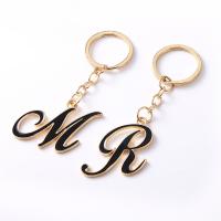 Zinc Alloy Key Clasp Alphabet Letter plated fashion jewelry & with rhinestone golden nickel lead & cadmium free Sold By PC