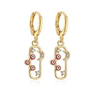 Evil Eye Earrings Brass plated fashion jewelry & enamel & with rhinestone nickel lead & cadmium free Sold By PC