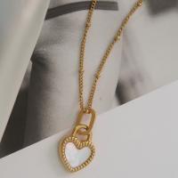 Acier titane collier, avec 2.75inch chaînes de rallonge, coeur, Plaqué d'or, chaîne latérale & bijoux de mode & pour femme, Longueur Environ 15 pouce, Vendu par PC