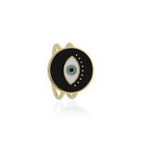 Evil Eye ékszer Finger Ring, 304 rozsdamentes acél, divat ékszerek & a nő & epoxy matrica, aranysárga, 20.2x16.23mm, Által értékesített PC