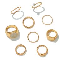 Zinklegering Ring Set, Zinc Alloy, met Plastic Pearl, gold plated, mode sieraden & voor vrouw & glazuur, gouden, Verkocht door Stel