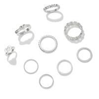 Sinc Alloy Ring Set, dath airgid plated, jewelry faisin & do bhean & le rhinestone, airgid, Díolta De réir Socraigh