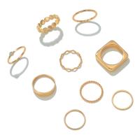 Zinc Alloy Ring Set gold color plated 9 pieces & fashion jewelry & for woman & with rhinestone golden Sold By Set