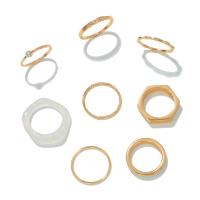 Zinklegering Ring Set, Zinc Alloy, met Hars, gold plated, 8 stuks & mode sieraden & voor vrouw & glazuur & met strass, twee verschillende gekleurde, Verkocht door Stel