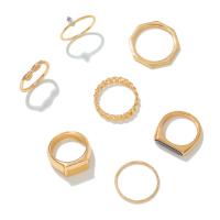 Zinklegering Ring Set, Zinc Alloy, gold plated, 7 stuks & mode sieraden & voor vrouw & glazuur & met strass, twee verschillende gekleurde, Verkocht door Stel