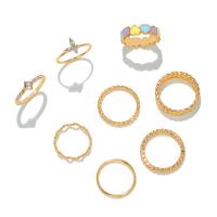 Zinklegering Ring Set, Zinc Alloy, gold plated, 7 stuks & mode sieraden & voor vrouw & glazuur & met strass, multi-gekleurde, Verkocht door Stel