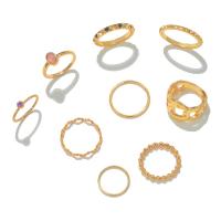 Zinklegering Ring Set, Zinc Alloy, met Cats Eye, gold plated, mode sieraden & voor vrouw & met strass, gouden, Verkocht door Stel