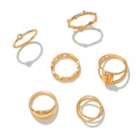 Zinc Alloy Ring Set gold color plated 5 pieces & fashion jewelry & for woman & with rhinestone golden Sold By Set