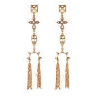 Fashion Fringe Boucles d'oreilles, alliage de zinc, Placage de couleur d'or, bijoux de mode & pour femme & avec strass, doré, 122x22mm, Vendu par paire