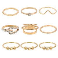 Zink Alloy Ring Set, guldfärg pläterade, mode smycken & för kvinna & med strass, gyllene, Säljs av Ställ