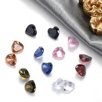 Cubic Zirconia Cabochoner, Heart, poleret, du kan DIY & facetteret, flere farver til valg, 8mm, Ca. 100pc'er/Bag, Solgt af Bag