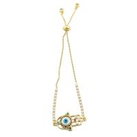 Bracelet Evil Eye bijoux, laiton, Placage de couleur d'or, bijoux de mode & pour femme & avec strass, protéger l'environnement, sans nickel, plomb et cadmium, 129x26x2mm, Longueur Environ 5.1 pouce, Vendu par PC