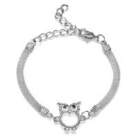 Pulseras de latón, metal, con 1.18inch extender cadena, chapado en color de plata, Joyería & diferentes estilos para la opción & para mujer & con diamantes de imitación, libre de níquel, plomo & cadmio, longitud aproximado 7.09 cm, Vendido por UD