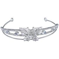 Tiaras, aleación de zinc, con Perlas plásticas, chapado en color de plata, Joyería & para mujer & con diamantes de imitación, plateado, libre de níquel, plomo & cadmio, diámetro interior:aproximado 160mm, longitud 40 mm, Vendido por UD