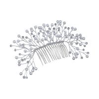 Maisiúil Gruaige Combs, Sinc Alloy, le Crystal & Pearl Plaisteacha, lámhdhéanta, jewelry faisin & do bhean, airgid, nicil, luaidhe & caidmiam saor in aisce, 70x150mm, Díolta De réir PC