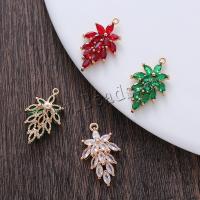 Cubic Zirconia Micro Pave Brass Pendant Leaf plated DIY & micro pave cubic zirconia nickel lead & cadmium free Sold By PC