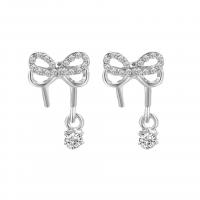 Sinc Alloy Earrings, dath airgid plated, jewelry faisin & do bhean & le rhinestone, airgid, 21x13mm, Díolta De réir Péire