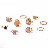 Zinklegering Ring Set, Zinc Alloy, met Opaal & Hars, plated, 10 stuks & mode sieraden & voor vrouw & met zirkonia, multi-gekleurde, Verkocht door Stel