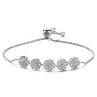 Ciúbach Zirconia Micrimhilseogra réiteodh Bracelet Prás, Flower, plátáilte, inchoigeartaithe & micrea réiteach zirconia ciúbach & do bhean, dathanna níos mó le haghaidh rogha, nicil, luaidhe & caidmiam saor in aisce, 10mm, Fad 275 mm, Díolta De réir PC