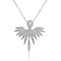 Kubieke Zirkoon Micro Pave Brass Ketting, Messing, met 5cm extender keten, Angel Wing, plated, micro pave zirconia & voor vrouw, meer kleuren voor de keuze, nikkel, lood en cadmium vrij, 30x30mm, Lengte 40 cm, Verkocht door PC