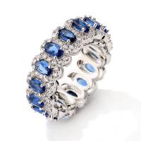 Kubieke Circonia Micro Pave Brass Ring, Messing, Donut, platinum plated, verschillende grootte voor keus & micro pave zirconia & voor vrouw, blauw, nikkel, lood en cadmium vrij, Verkocht door PC