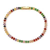 Cilindrata Zircone Bracciale in ottone micro pavimenta, placcato color oro, Micro spianare cubic zirconia & per la donna, nessuno, assenza di nichel,piombo&cadmio, 5mm, Lunghezza 18 cm, Venduto da PC