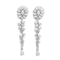 Brass Drop Earring plated micro pave cubic zirconia & for woman nickel lead & cadmium free Sold By Pair