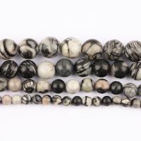 Smíšené Gemstone Korálky, Black Silk kámen, Kolo, lesklý, DIY & různé velikosti pro výběr, Prodáno za Cca 37 cm Strand