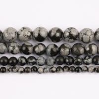 Snowflake Obsidianas Karoliukai, Turas, poliruotas, Pasidaryk pats & skirtingo dydžio pasirinkimo, Parduota už Apytiksliai 37 cm Strand