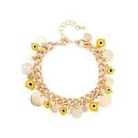 Evil Eye sieraden Armband, Messing, met Glas & Ijzer, met 4cm extender keten, gold plated, mode sieraden & voor vrouw, twee verschillende gekleurde, Per verkocht 17 cm Strand