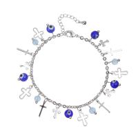 Mal pulsera ojo, metal, con piedracálculo & Vidrio, con 3cm extender cadena, chapado en color de plata, Joyería & para mujer, dos diferentes colores, Vendido para 16 cm Sarta