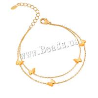 Fashion Jewelry Anklet, Acier titane, avec 5cm chaînes de rallonge, Double couche & bijoux de mode & styles différents pour le choix & pour femme & émail & avec strass, plus de couleurs à choisir, Longueur Environ 20 cm, Vendu par PC