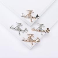 Zinc Alloy Brooches with Plastic Pearl plated fashion jewelry & for woman & with rhinestone nickel lead & cadmium free Sold By PC