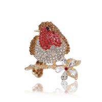 Zinc Alloy Brocher, Bird, guldfarve belagt, mode smykker & for kvinde & med rhinestone, blandede farver, nikkel, bly & cadmium fri, 45x46mm, Solgt af PC