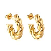 Stainless Steel Stud Earrings 304 Stainless Steel Vacuum Ion Plating fashion jewelry & for woman golden Sold By Pair