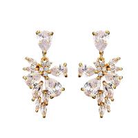 Brass Drop Earring plated micro pave cubic zirconia & for woman nickel lead & cadmium free Sold By Pair