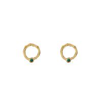 Messing oorbelknoppen, met Cubic Zirconia, Donut, gold plated, voor vrouw & hol, nikkel, lood en cadmium vrij, 15mm, Verkocht door pair