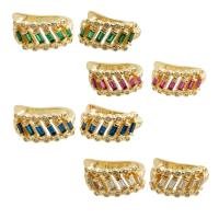 Goujon Laiton, Placage de couleur d'or, bijoux de mode & pavé de micro zircon & pour femme, plus de couleurs à choisir, protéger l'environnement, sans nickel, plomb et cadmium, 13x16x3mm, Vendu par paire